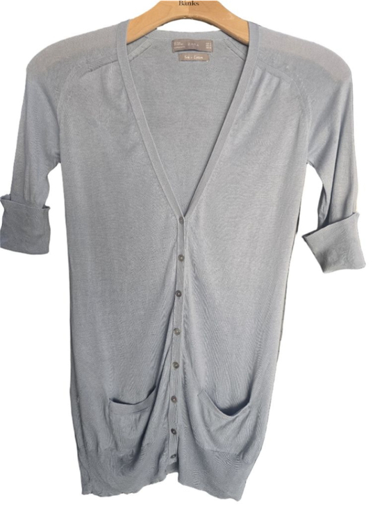 ZARA Sweaters - Women's ZARA Light Blue Silk Cotton Cardigan S